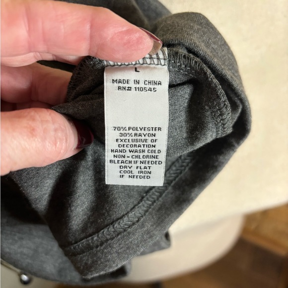 NWT Gray Embroidered Top with Bell Sleeves - Picture 8 of 16